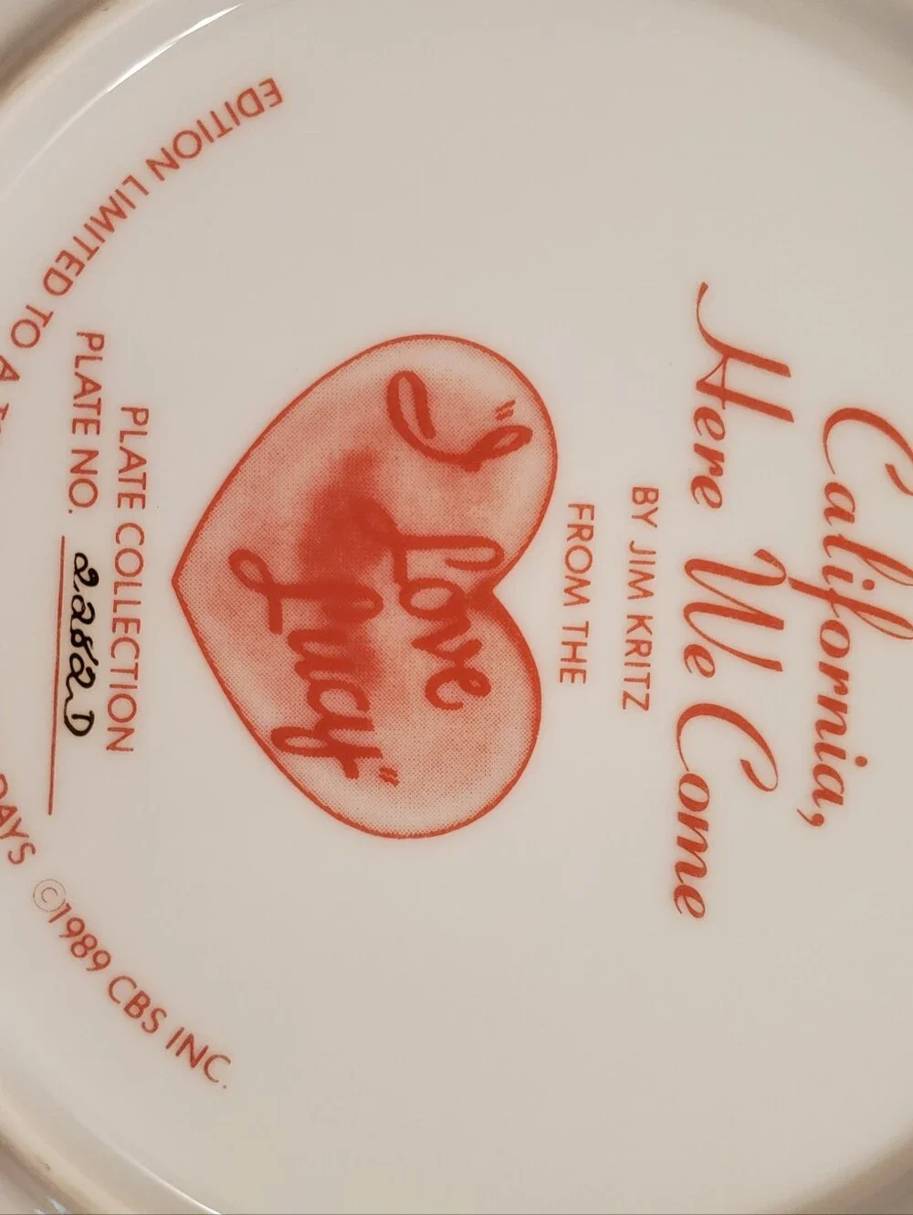I Love Lucy California Here We Come Hamilton Plate